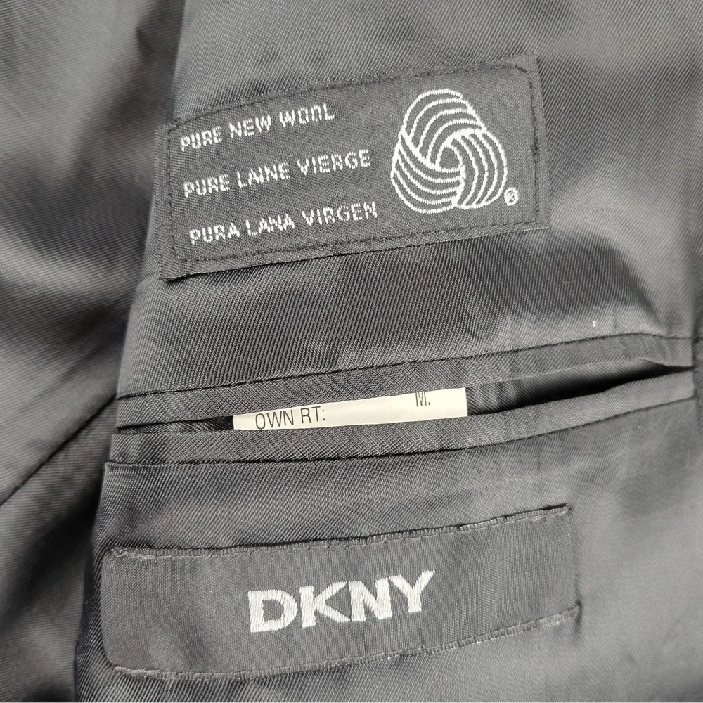 DKNY Mens 46R Sport Coat Blazer Brown Black Birdseye Pure New Wool Textured